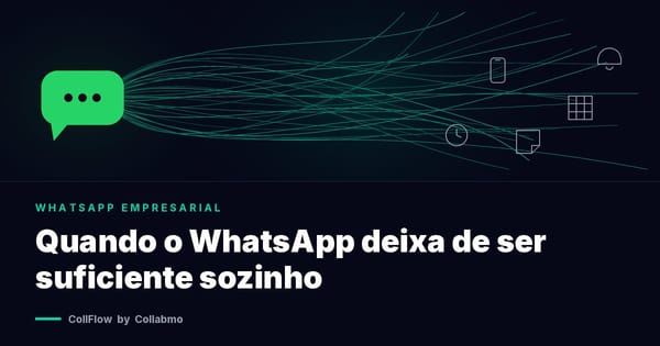 Uma conversa de WhatsApp se ramificando em dezenas de fios que se embaraçam em aparelhos, planilhas e lembretes soltos.